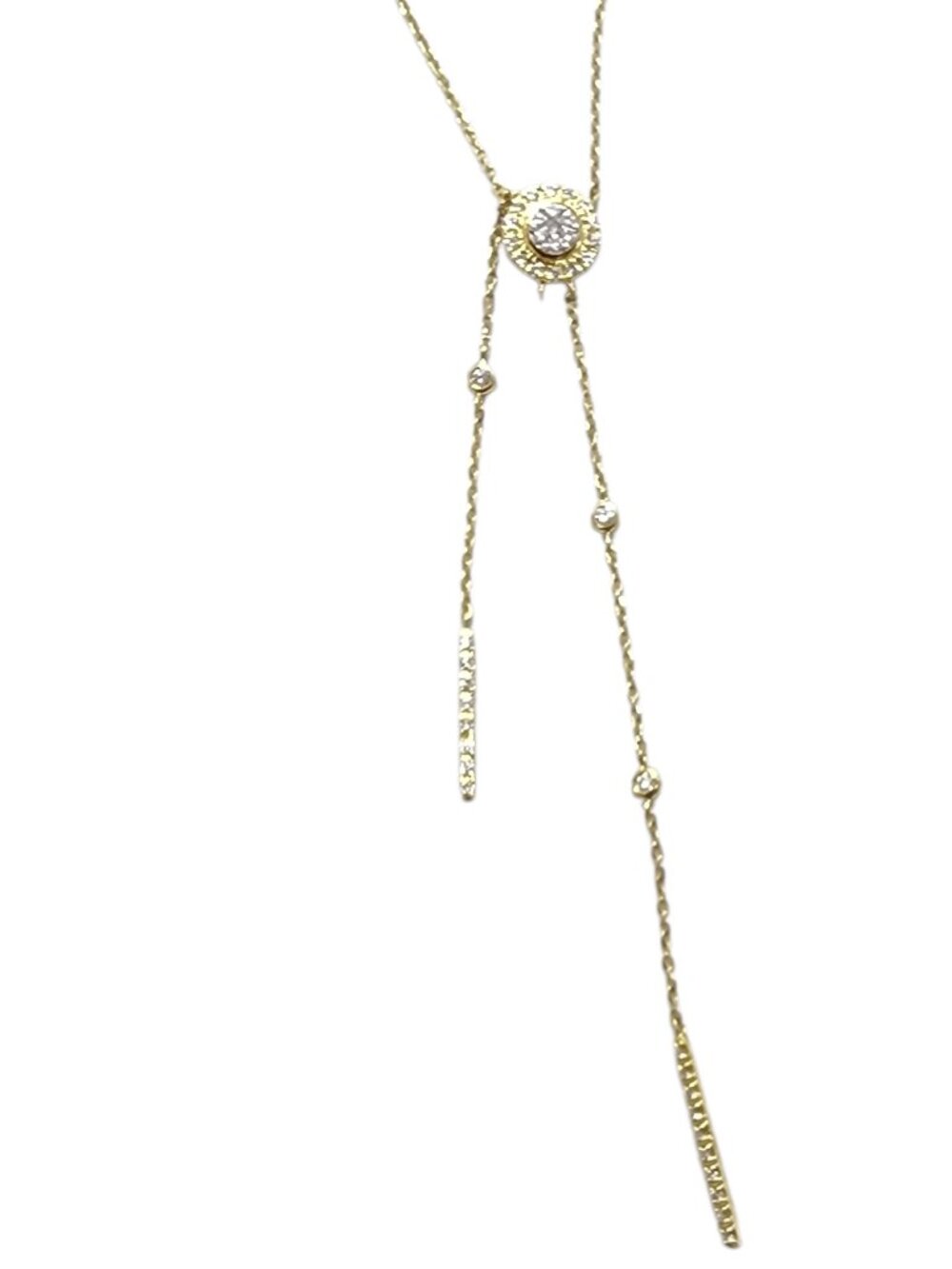 14K Yellow Gold and Diamond "Y" Necklace #24135